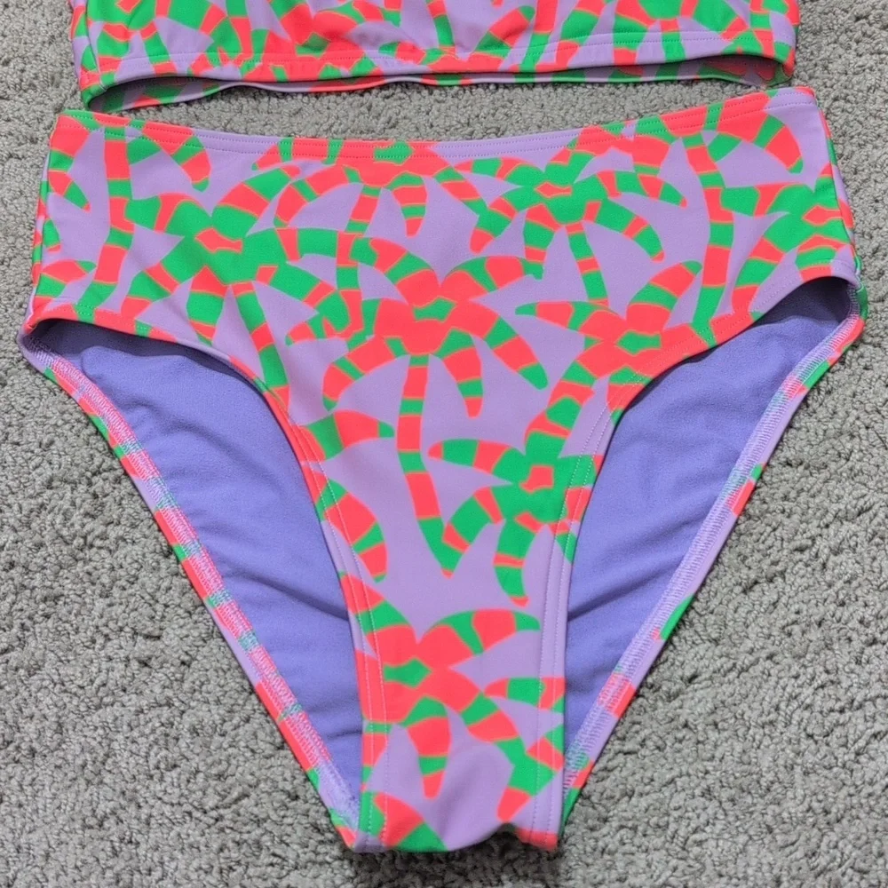 Adidas Farm Rio Bikini Purple Lime Burst High Waist Women's Size Medium - Picture 3 of 14